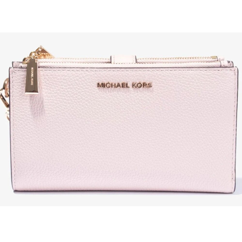 Michael Kors Jet Set Travel Double Zip Wristlet Wallet Pink Powder Blush